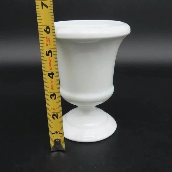 Vintage Milk Glass Footed Vase or Planter 6"T x 4.5" Diameter - Picture 2 of 5